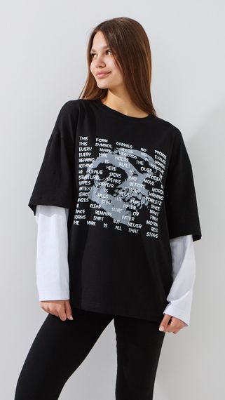 Лонгслів з принтом жіночий LAWA P-WT02313 XL Чорно-білий shop (2000999536151)