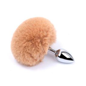 Анальная пробка с хвостиком - Коричневый - 7,5 * 2,8 см – Анальные игрушки