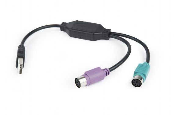 Перехідник Cablexpert UAPS12-BK, USB А-папа/2х PS/2, 30 см кабель