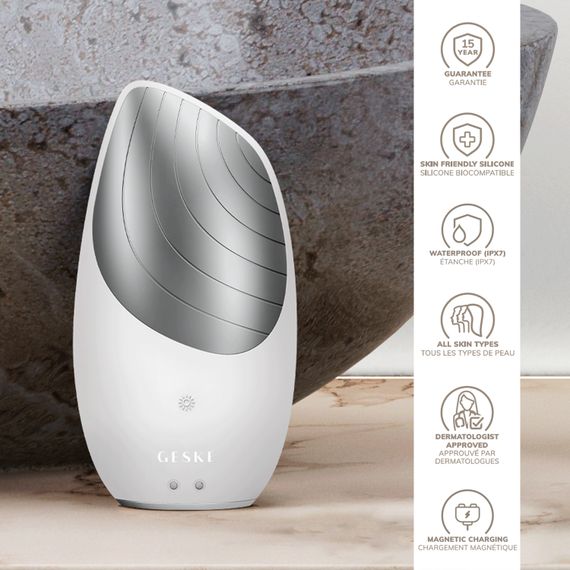 Електронна звукова термо щітка для обличчя GESKE Sonic Thermo Facial Brush 6в1 white | Зображення 2