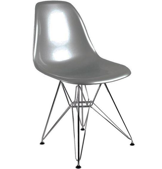 Стул Eames DSR Chair серебристый серый пластик, хромированные ноги, дизайн Charles & Ray Eames | Зображення 3