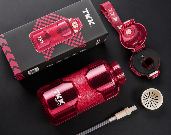 Спортивная бутылка TKK 1500 мл (1.5 л) - Розовая Tritan BPA-free, ударопрочная эко-бутылка с антискользящей вставкой | Зображення 3
