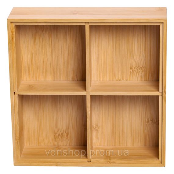 Менажница деревянная на 4 секции с крышкой для закусок 22×22×8 (см) квадратная HB-40-2 | Зображення 4