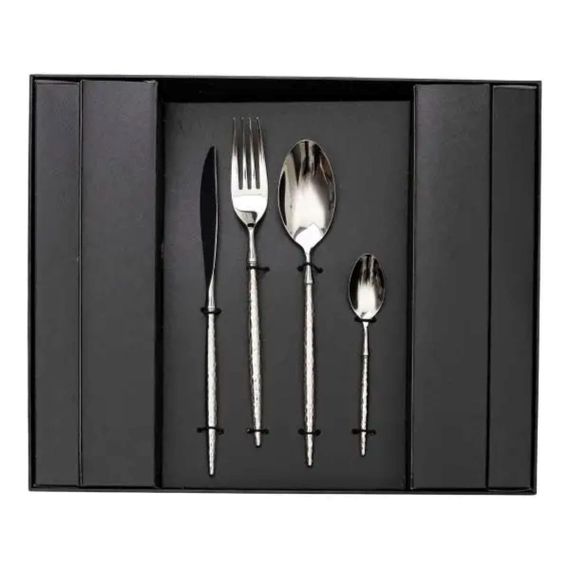 Набір столових приборів золото на 6 персон 24 предмети ложки, виделки, ножі Срібло HP-20-14 | Зображення 2