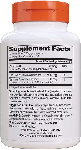Vein Support with DiosVein and MenaQ7, 60 Veggie Caps | Зображення 1