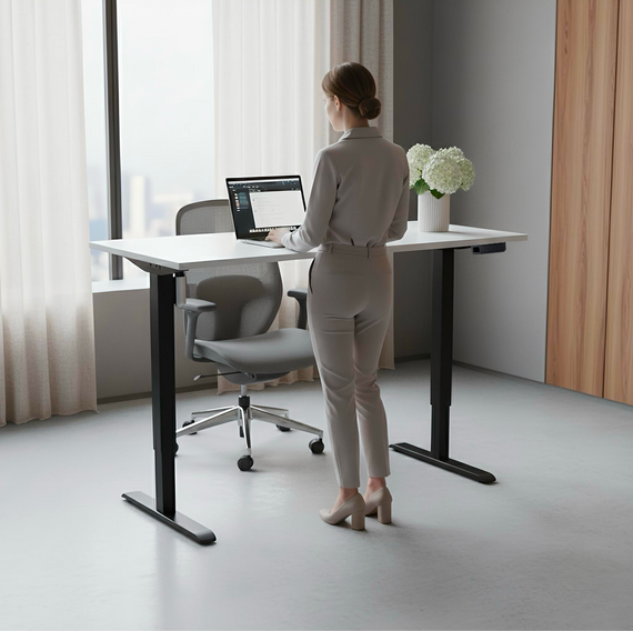 Стіл із електричним регулюванням висоти, одномоторний, чорний каркас, 1200х600х718-1178 мм. | Зображення 2