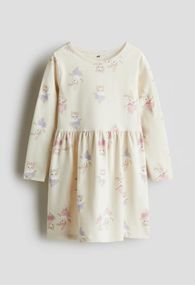 Дитяча бавовняна сукня для дівчинки H&M 134-140 см Світло-бежева (25120302E)