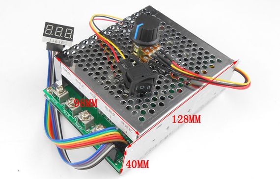 ШИМ регулятор оборотов двигателя постоянного тока 10-55V 60/100А реверс, с индикацией корпус | Зображення 1