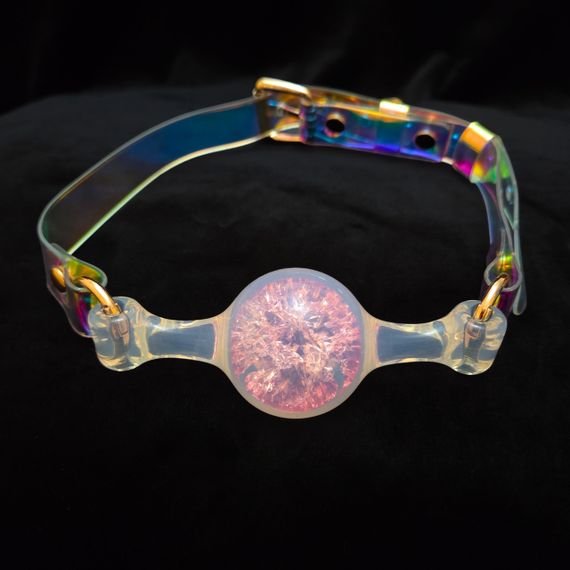 Кляп-кулька прозора UNIVIBE з рожевим каменем, силіконовий Sex Aura