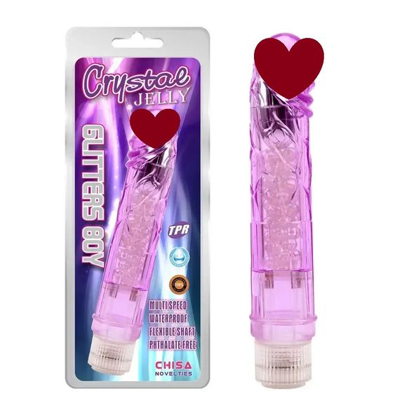 Прозорий реалістичний вібратор Chisa Crystal Jellie на батарейках, фіолетовий sexstyle
