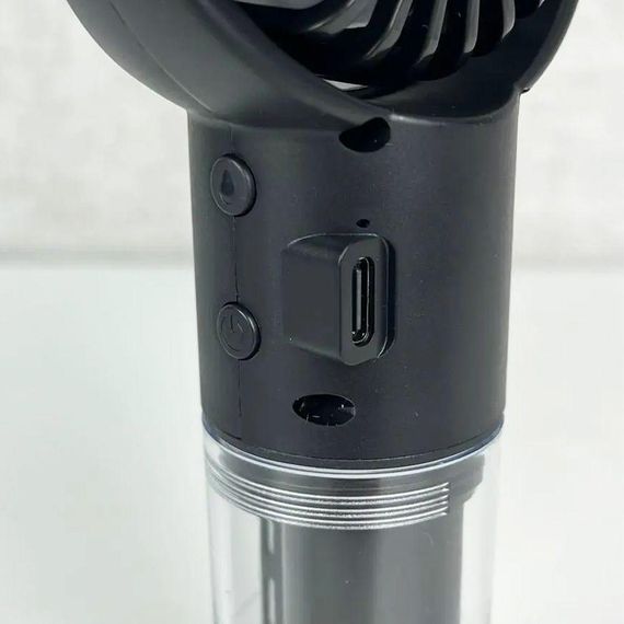 Ручной вентилятор с распылителем воды и USB, Черный / Аккумуляторный мини вентилятор | Зображення 8