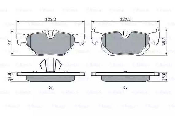 Колодки гальмівні дискові BMW 1 (E81,87) 05-,3 (E90,91) 07-,X1 (E84) 09- задн.  BOSCH (0986494272) | Зображення 6