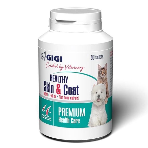 Вітаміни для шерсті та шкіри у кішок та собак GiGi Healthy Skin & Coat 90 табл