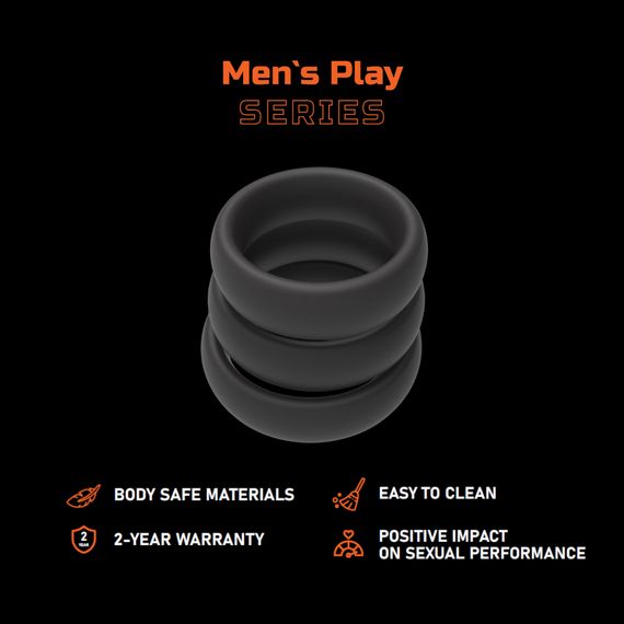 Набір ерекційних кілець - Erospace Men’s Play Set Of 3 Cock Rings B9 | Зображення 1