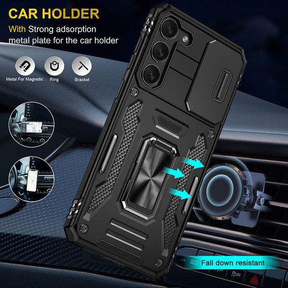 Ударопрочный чехол Camshield Army Ring для Samsung Galaxy S21 FE Черный / Black | Зображення 1