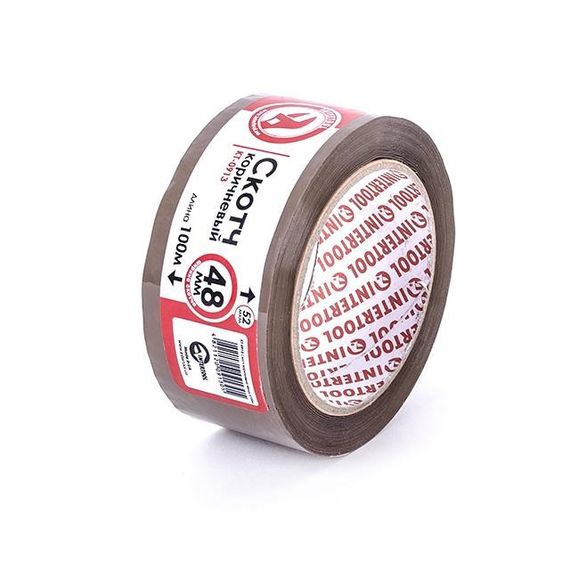 Скотч коричневий 48 мм*100 м*52 мкм INTERTOOL KT-09131