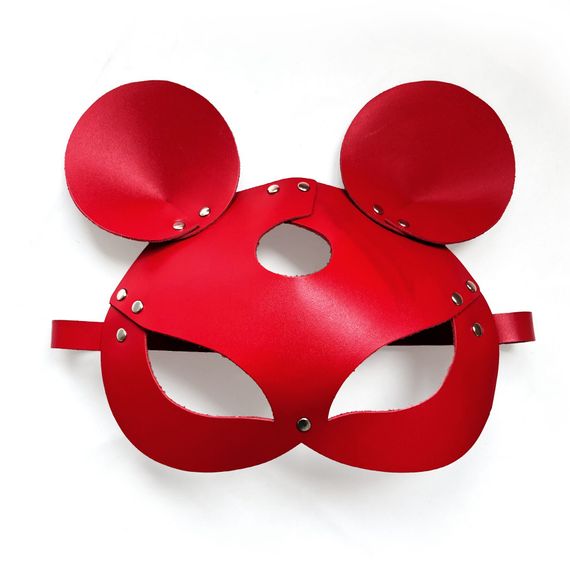 Шкіряна маска зайчика Art of Sex - Mouse Mask, колір Червоний | Зображення 2
