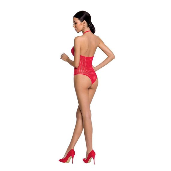 Бодистокинг с декольте Passion BS088 red, имитация корсетной шнуровки | Зображення 3