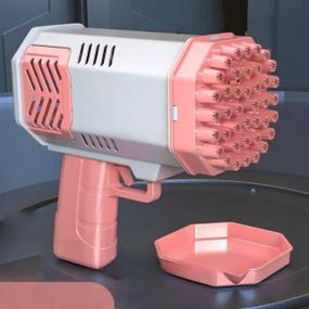 Генератор мыльных пузырей пулемет Белый с розовым