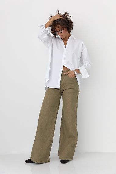 Класична однотонна сорочка з напівкруглим низом - білий цвет, L (є розміри) | Зображення 2