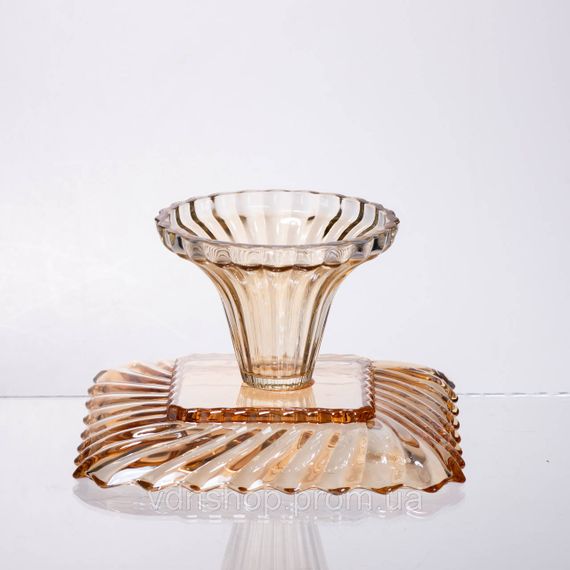 Тортовница стеклянная квадратная на ножке, 16×16 см Коричневая 64486-18 | Зображення 2