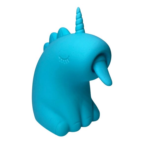 Стимулятор клітора з довгим обертовим язичком UNIVIBE Єдиноріг, 10 режимів, блакитний Sex Aura