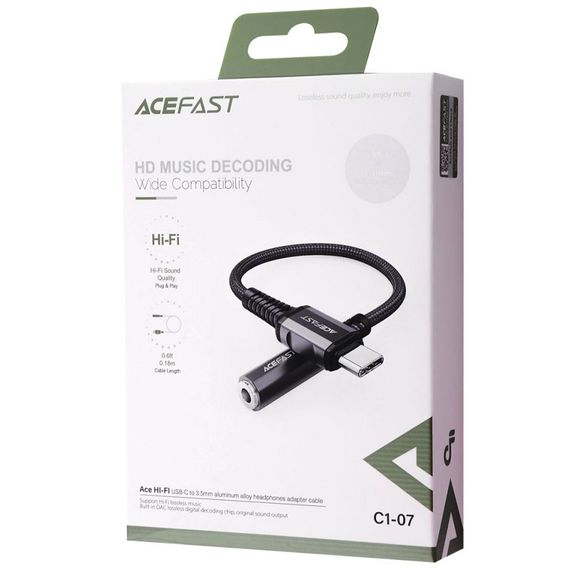 Аудіо кабель Aux Acefast C1-07 (Type-C to AUX 3.5mm) (1m) Black | Зображення 3