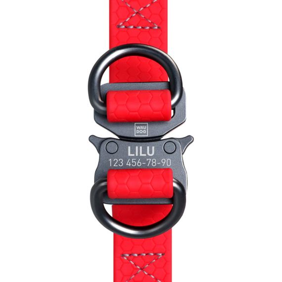 Шлея для собак водостійка WAUDOG Waterproof, c QR паспортом, металічна пряжка-фастекс, Ширина 15 мм, Довжина 40-55 см червоний | Зображення 2