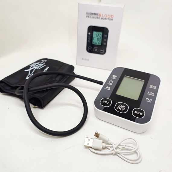 Автоматический тонометр для измерения давления с работой от батареек USB ЖК-дисплеем индикатором заряда SI-38 | Зображення 3