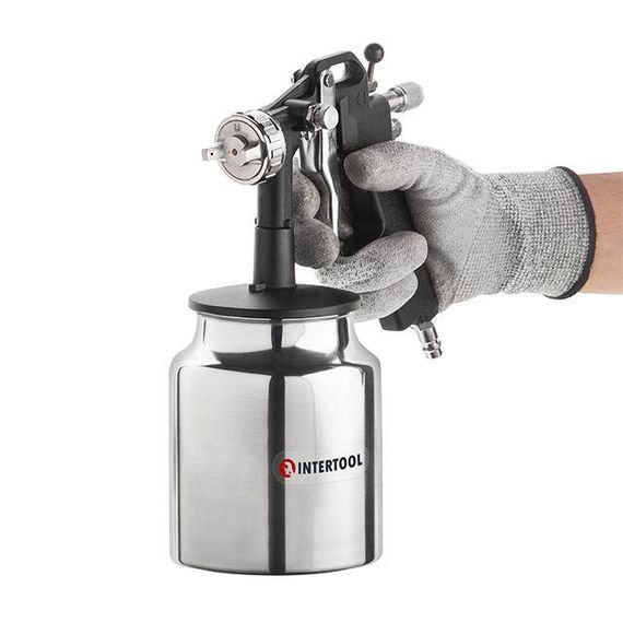 Фарбопульт пневматичний HP, форсунка 1.5 мм, нижній металевий бачок 1000 мл.,5бар INTERTOOL PT-02111 | Зображення 7