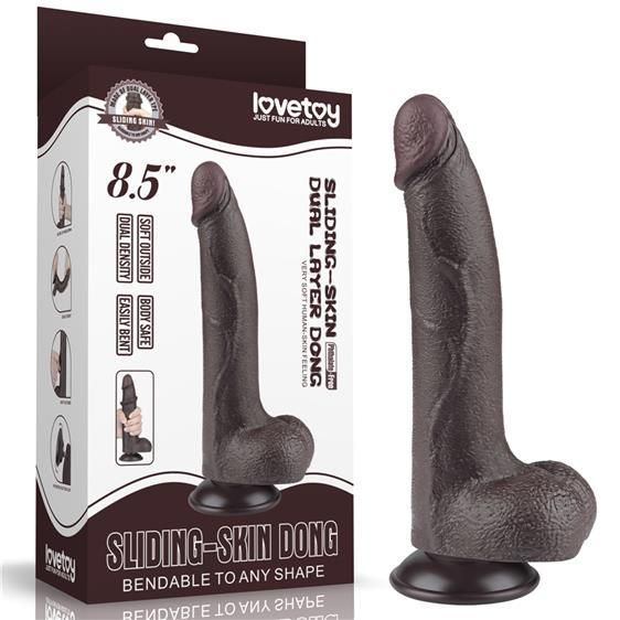 Фалоімітатор - Sliding-Skin Dual Layer Dong 8.5" Black Sex Aura | Зображення 1