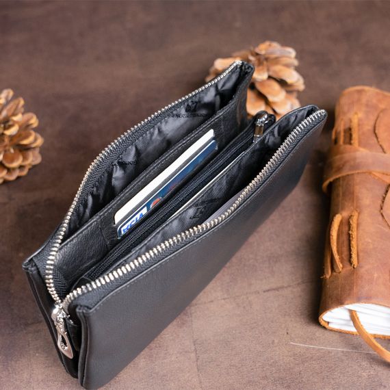 Вместительный клатч на два отделения женский ST Leather 19246 Черный | Зображення 6