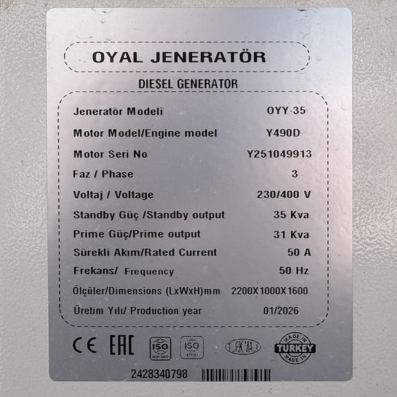 Дизельний генератор OYAL OYY-30 YANG DONG Y490D 30KVA/24KW, Альтернатор OYL184G, витрата 75% навантаження - 6,1 літрів/год, | Зображення 2