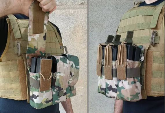 Підсумок під 6 магазинів АК/РПК потрійний Мультикам (MOLLE, підсумок на розгрузку, жилет, РПС) | Зображення 4