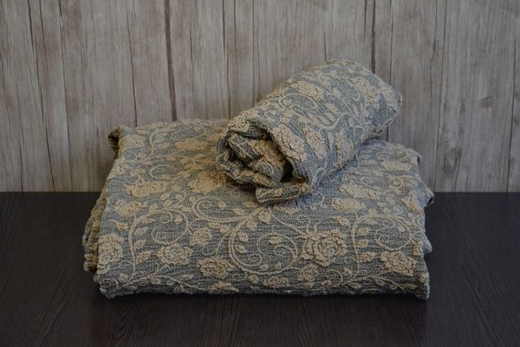 Жакардовий чохол на диван + 2 крісла Roza з спідницею Пісковий | Зображення 2