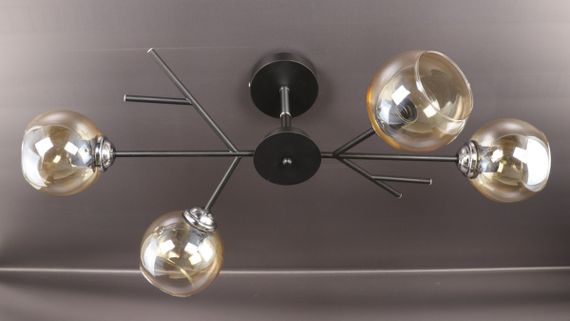 Люстра стельова на 4 лампочки 25018 Чорний 34х35х75 см. | Зображення 1