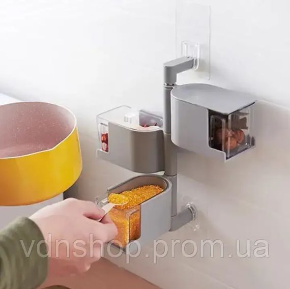 Полиця для спецій настінний поворотний контейнер поличка для спецій підвісні контейнери для спецій та круп | Зображення 3