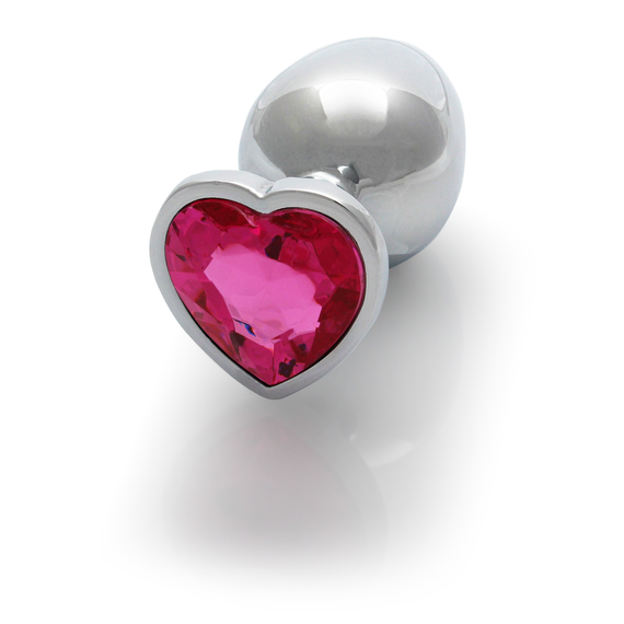 Анальна пробка - Ouch! Metal Butt Plug Medium Silver/Rubellite Pink Sex Aura | Зображення 2