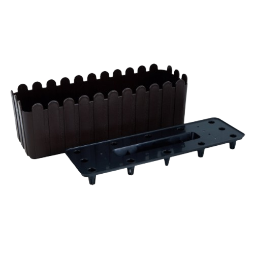 Вазон Парканчик балконний зі вставкою 49*16,5см темно-коричневий Алеана