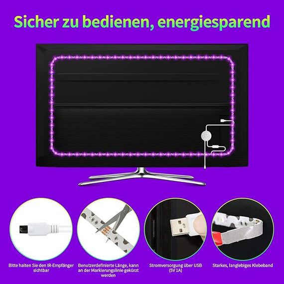 Светодиодная подсветка USB Bluetooth TV HAMLITE 4.5m 60-65 дюймов | Зображення 3