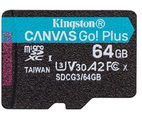 Карта памяти Kingston 64GB microSDXC C10 UHS-I U3 A2 R170/W70MB/s (SDCG3/64GBSP)