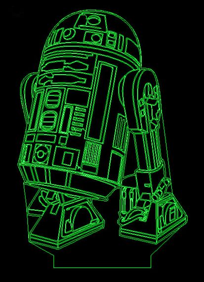 Акриловий світильник-нічник Зоряні війни R2-D2 зелений tty-n000714