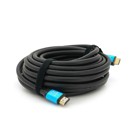 Кабель Merlion HDMI-HDMI 4Kx2K Ultra HD, 10.0m, v2,0, круглий Black, коннектор Blue, Blister-box, Q20 | Зображення 1