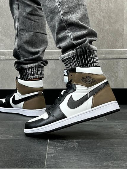 Чоловічі кросівки N-ike Air Jordan  High Black White Khaki 44 - 28 см | Зображення 8