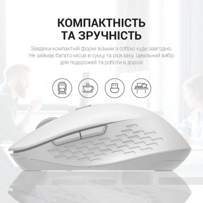 Мышка OfficePro M230W Silent Click Wireless/Bluetooth White (M230W) | Зображення 4