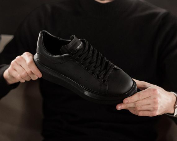 Кросівки Alexander McQueen Full Black / Маквіни чорні з чорною підошвою | Зображення 1