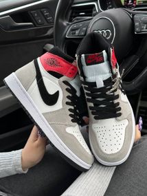 Женские кроссовки N-ike  Air Jordan 1 High Grey Black Red, Вьетнам , весна/лето/осень 38 - 24.5
