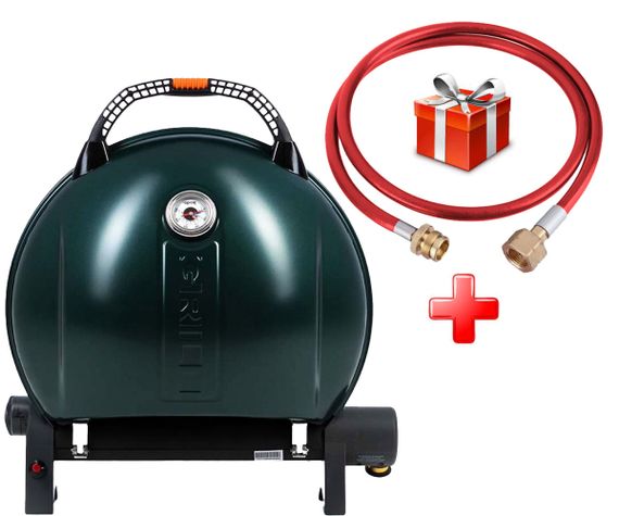 КОМПЛЕКТ Портативний переносний газовий гриль O-GRILL 900, зелений + шланг в подарунок! Код: 013371