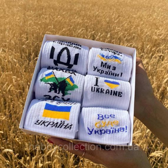 Бокс чоловічих патріотичних шкарпеток на 6 пар 40-45 р в подарунковій коробці із стрічкою весна-осінь-літо | Зображення 2