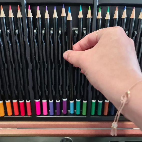 Большой набор для рисования 129 элементов Maaleo 21644 в деревянном чемодане | Зображення 6